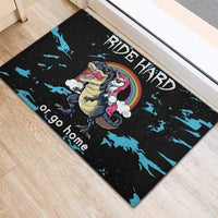 Christmas Dinosaur Unicorn Rubber Doormat Ride Hard or Go Home - Wonder Print Shop