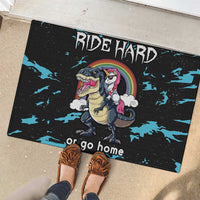 Christmas Dinosaur Unicorn Rubber Doormat Ride Hard or Go Home - Wonder Print Shop