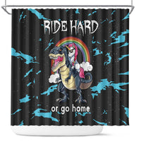 Christmas Dinosaur Unicorn Shower Curtain Ride Hard or Go Home