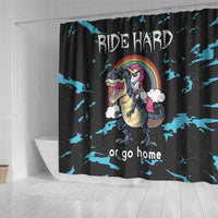 Christmas Dinosaur Unicorn Shower Curtain Ride Hard or Go Home