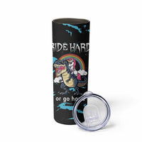 Christmas Dinosaur Unicorn Skinny Tumbler Ride Hard or Go Home - Wonder Print Shop