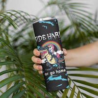 Christmas Dinosaur Unicorn Skinny Tumbler Ride Hard or Go Home - Wonder Print Shop