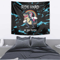 Christmas Dinosaur Unicorn Tapestry Ride Hard or Go Home - Wonder Print Shop
