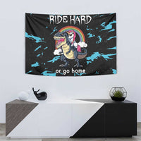 Christmas Dinosaur Unicorn Tapestry Ride Hard or Go Home - Wonder Print Shop