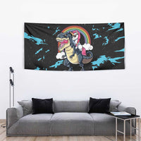 Christmas Dinosaur Unicorn Tapestry Ride Hard or Go Home - Wonder Print Shop