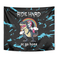 Christmas Dinosaur Unicorn Tapestry Ride Hard or Go Home - Wonder Print Shop
