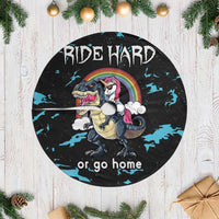 Christmas Dinosaur Unicorn Tree Skirt Ride Hard or Go Home - Wonder Print Shop