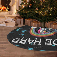 Christmas Dinosaur Unicorn Tree Skirt Ride Hard or Go Home - Wonder Print Shop