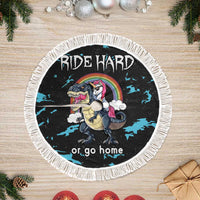 Christmas Dinosaur Unicorn Tree Skirt Ride Hard or Go Home - Wonder Print Shop