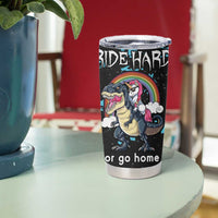 Christmas Dinosaur Unicorn Tumbler Cup Ride Hard or Go Home - Wonder Print Shop