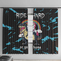 Christmas Dinosaur Unicorn Window Curtain Ride Hard or Go Home - Wonder Print Shop