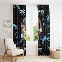 Christmas Dinosaur Unicorn Window Curtain Ride Hard or Go Home - Wonder Print Shop