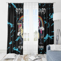 Christmas Dinosaur Unicorn Window Curtain Ride Hard or Go Home - Wonder Print Shop