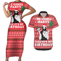 Christian Party Couples Matching Short Sleeve Bodycon Dress and Hawaiian Shirt God Christmas It's My Birthday - Wonder Print Shop