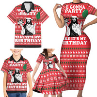 Christian Party Family Matching Short Sleeve Bodycon Dress and Hawaiian Shirt God Christmas It's My Birthday - Wonder Print Shop