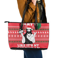 Christian Party Leather Tote Bag God Christmas It's My Birthday - Wonder Print Shop