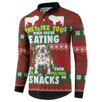 Bulldog Snacks Christmas Button Sweatshirt They Know You Have Snacks - Wonder Print Shop