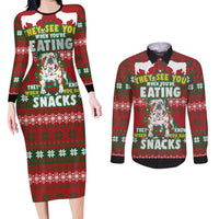 Bulldog Snacks Christmas Couples Matching Long Sleeve Bodycon Dress and Long Sleeve Button Shirt They Know You Have Snacks - Wonder Print Shop