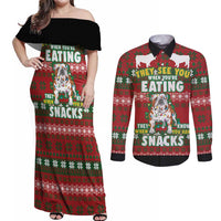 Bulldog Snacks Christmas Couples Matching Off Shoulder Maxi Dress and Long Sleeve Button Shirt They Know You Have Snacks - Wonder Print Shop