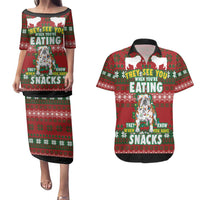 Bulldog Snacks Christmas Couples Matching Puletasi and Hawaiian Shirt They Know You Have Snacks - Wonder Print Shop