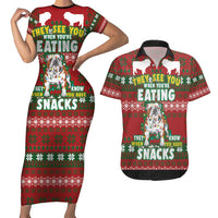 Bulldog Snacks Christmas Couples Matching Short Sleeve Bodycon Dress and Hawaiian Shirt They Know You Have Snacks - Wonder Print Shop