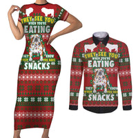 Bulldog Snacks Christmas Couples Matching Short Sleeve Bodycon Dress and Long Sleeve Button Shirt They Know You Have Snacks - Wonder Print Shop