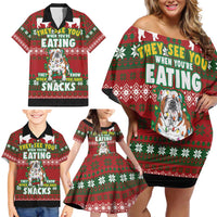 Bulldog Snacks Christmas Family Matching Off Shoulder Short Dress and Hawaiian Shirt They Know You Have Snacks - Wonder Print Shop