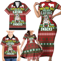 Bulldog Snacks Christmas Family Matching Short Sleeve Bodycon Dress and Hawaiian Shirt They Know You Have Snacks - Wonder Print Shop