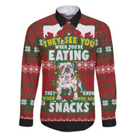 Bulldog Snacks Christmas Family Matching Short Sleeve Bodycon Dress and Hawaiian Shirt They Know You Have Snacks - Wonder Print Shop