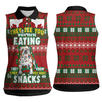 Bulldog Snacks Christmas Women Sleeveless Polo Shirt They Know You Have Snacks - Wonder Print Shop