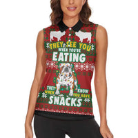 Bulldog Snacks Christmas Women Sleeveless Polo Shirt They Know You Have Snacks - Wonder Print Shop
