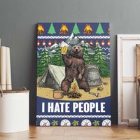 Bear Christmas Canvas Wall Art Camping I Hate People - Wonder Print Shop