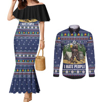 Bear Christmas Couples Matching Mermaid Dress and Long Sleeve Button Shirt Camping I Hate People