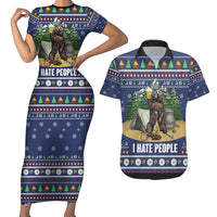 Bear Christmas Couples Matching Short Sleeve Bodycon Dress and Hawaiian Shirt Camping I Hate People - Wonder Print Shop