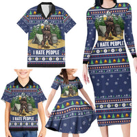 Bear Christmas Family Matching Long Sleeve Bodycon Dress and Hawaiian Shirt Camping I Hate People - Wonder Print Shop