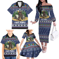 Bear Christmas Family Matching Off The Shoulder Long Sleeve Dress and Hawaiian Shirt Camping I Hate People - Wonder Print Shop