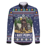 Bear Christmas Family Matching Short Sleeve Bodycon Dress and Hawaiian Shirt Camping I Hate People - Wonder Print Shop