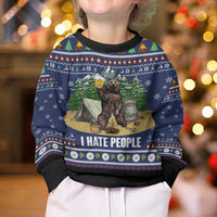 Bear Christmas Kid Ugly Christmas Sweater Camping I Hate People - Wonder Print Shop