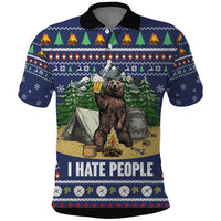 Bear Christmas Polo Shirt Camping I Hate People - Wonder Print Shop