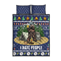 Bear Christmas Quilt Bed Set Camping I Hate People - Wonder Print Shop