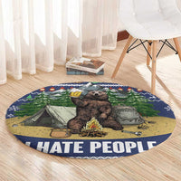Bear Christmas Round Carpet Camping I Hate People