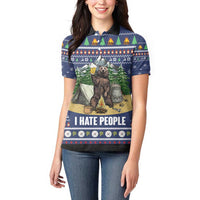 Bear Christmas Women Polo Shirt Camping I Hate People - Wonder Print Shop