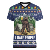 Bear Christmas Women V-Neck T-Shirt Camping I Hate People - Wonder Print Shop