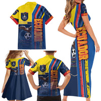Ecuador Football Family Matching Short Sleeve Bodycon Dress and Hawaiian Shirt La Tricolor Soccer - Road To Champion - Wonder Print Shop