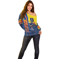 Ecuador Football Off Shoulder Sweater La Tricolor Soccer - Road To Champion - Wonder Print Shop