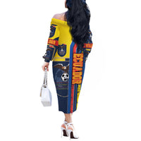Ecuador Football Off The Shoulder Long Sleeve Dress La Tricolor Soccer - Road To Champion - Wonder Print Shop