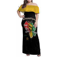 Power in Our Roots Family Matching Off Shoulder Maxi Dress and Hawaiian Shirt Unapologetically Black African