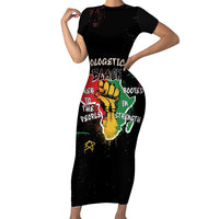 Power in Our Roots Short Sleeve Bodycon Dress Unapologetically Black African - Wonder Print Shop