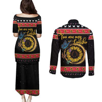 Butterfly Christmas Yall Couples Matching Puletasi and Long Sleeve Button Shirt You Are My Sunshine - Wonder Print Shop