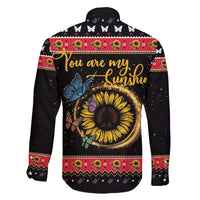 Butterfly Christmas Yall Family Matching Off The Shoulder Long Sleeve Dress and Hawaiian Shirt You Are My Sunshine - Wonder Print Shop